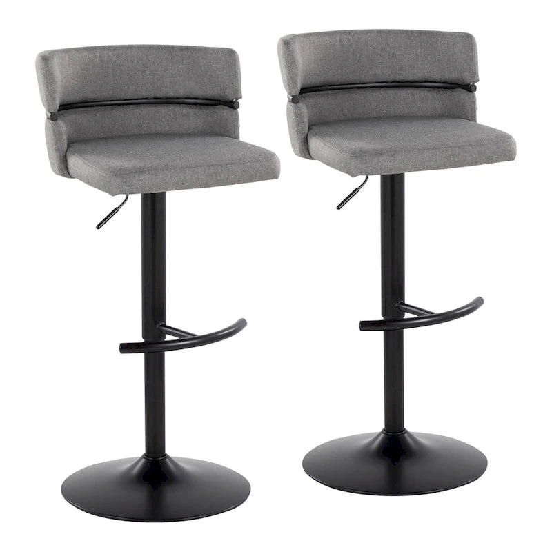 Tabouret de bar réglable Silver Orchid Lena avec repose-pieds en T arrondi (lot de 2)