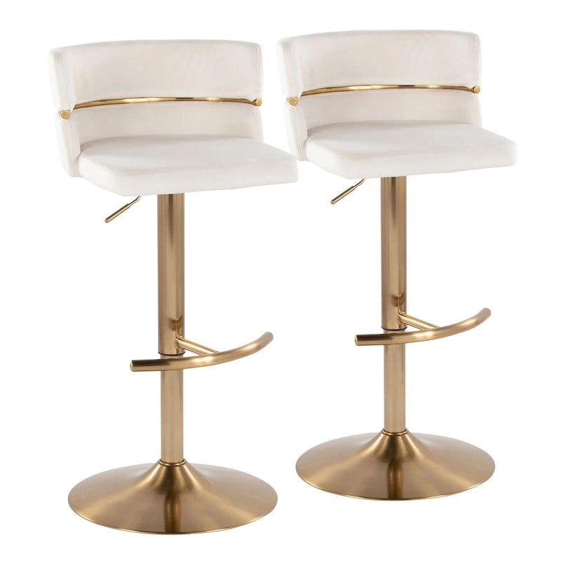 Tabouret de bar réglable Silver Orchid Lena avec repose-pieds en T arrondi (lot de 2)