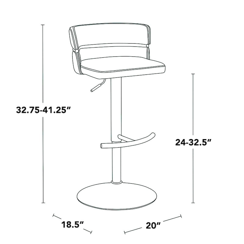 Tabouret de bar réglable Silver Orchid Lena avec repose-pieds en T arrondi (lot de 2)