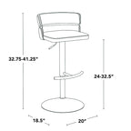 Tabouret de bar réglable Silver Orchid Lena avec repose-pieds en T arrondi (lot de 2)