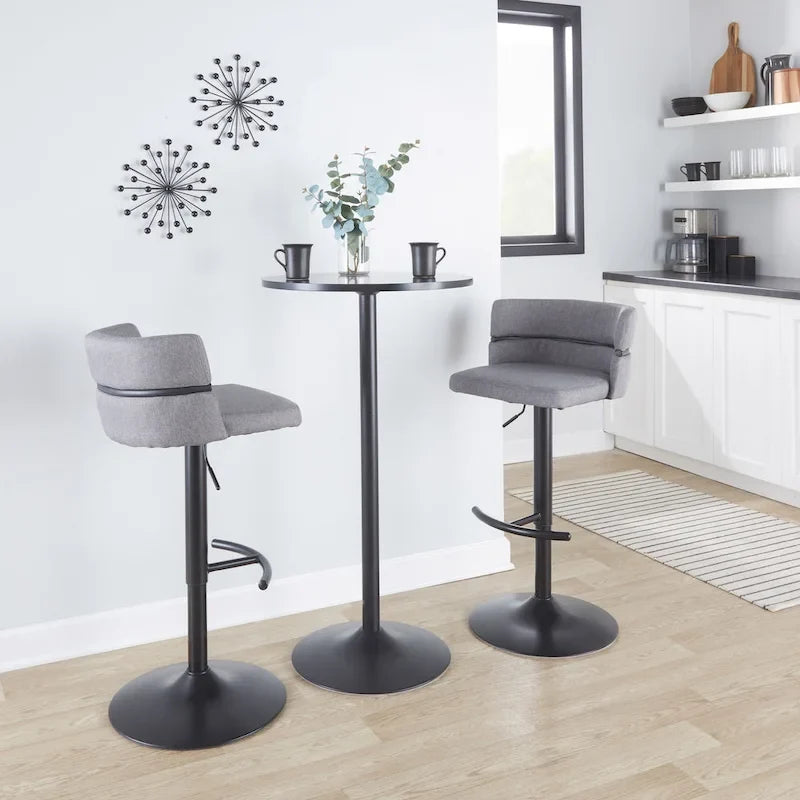 Tabouret de bar réglable Silver Orchid Lena avec repose-pieds en T arrondi (lot de 2)