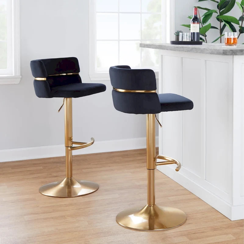 Tabouret de bar réglable Silver Orchid Lena avec repose-pieds en T arrondi (lot de 2)