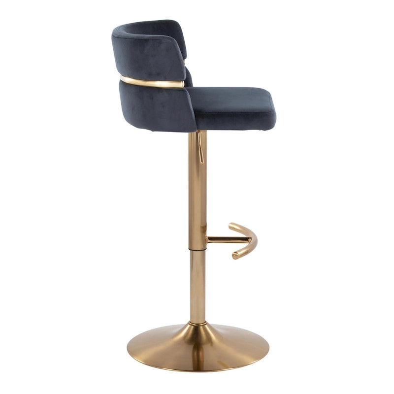 Tabouret de bar réglable Silver Orchid Lena avec repose-pieds en T arrondi (lot de 2)