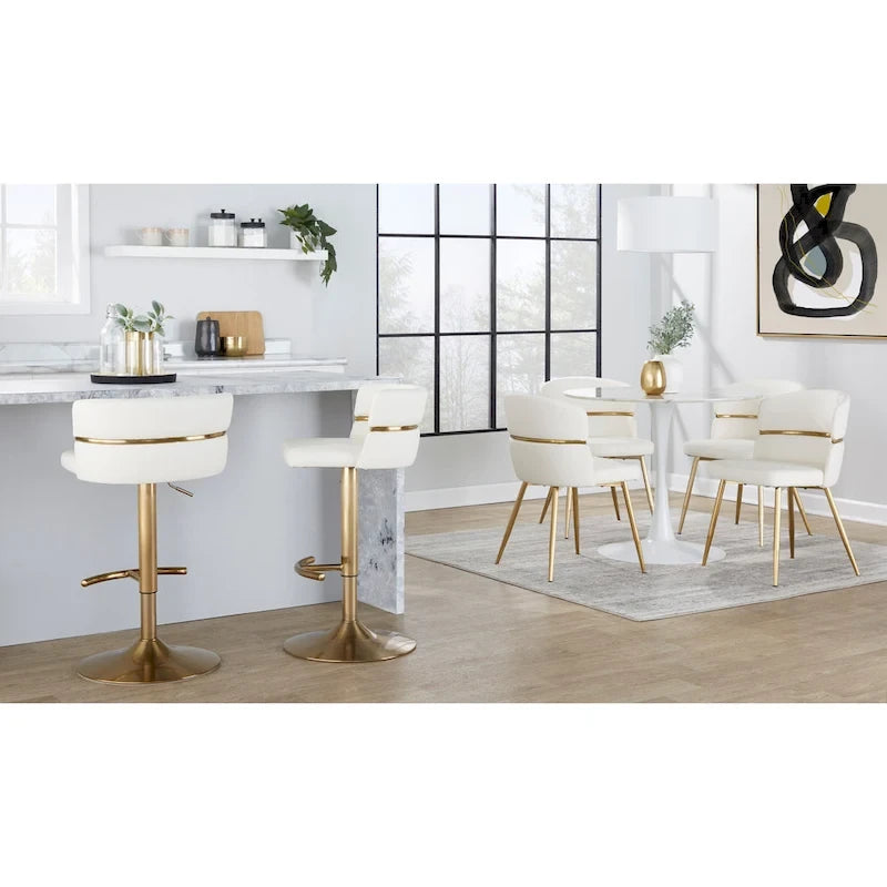 Tabouret de bar réglable Silver Orchid Lena avec repose-pieds en T arrondi (lot de 2)
