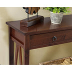 Console rustique en bois finition tabac antique, entrée et salon