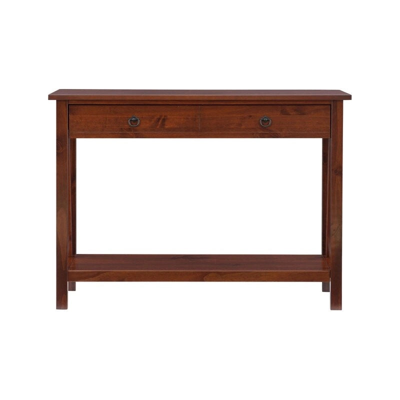 Console rustique en bois finition tabac antique, entrée et salon
