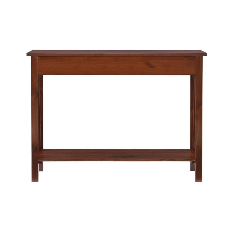 Console rustique en bois finition tabac antique, entrée et salon
