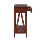 Console rustique en bois finition tabac antique, entrée et salon