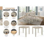 Table de salle à manger hauteur comptoir, design moderne épuré, finition grise