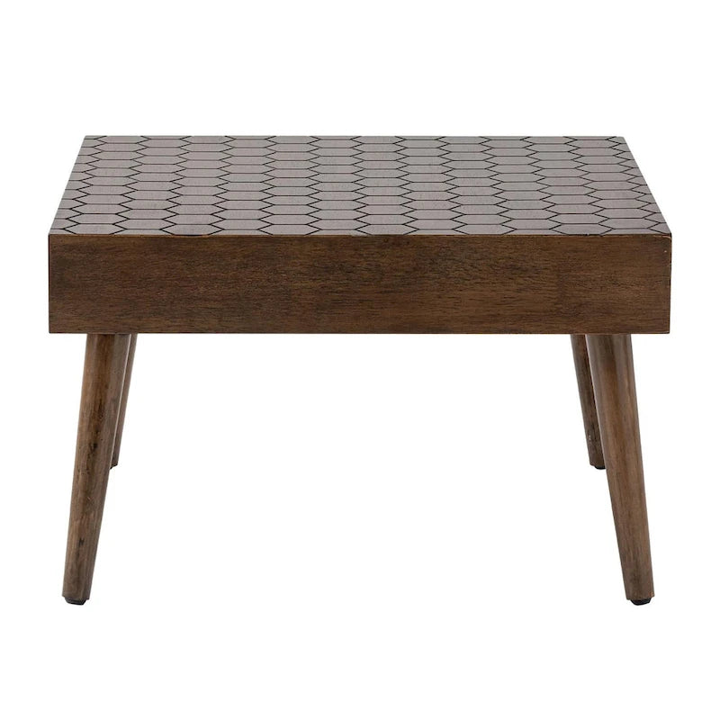 Table basse carrée rustique en bois massif pour salon, 61 cm (L) x 61 cm (l) x 38,8 cm (H)
