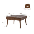 Table basse carrée rustique en bois massif pour salon, 61 cm (L) x 61 cm (l) x 38,8 cm (H)