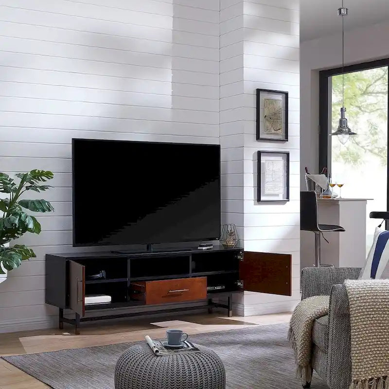 Meuble TV SEI Furniture Belize pour téléviseurs jusqu'à 61 po, style moderne du milieu du siècle