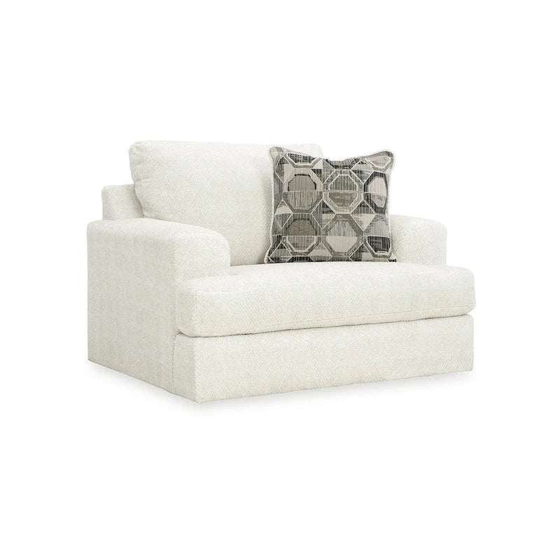 Fauteuil d'appoint surdimensionné en lin, 129,5 cm (L) x 104 cm (P) x 99 cm (H), Siège de salon