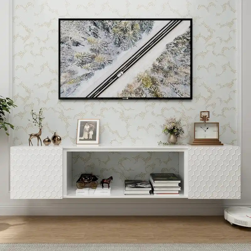 Meuble TV flottant mural de 67 po pour téléviseurs jusqu'à 80 po