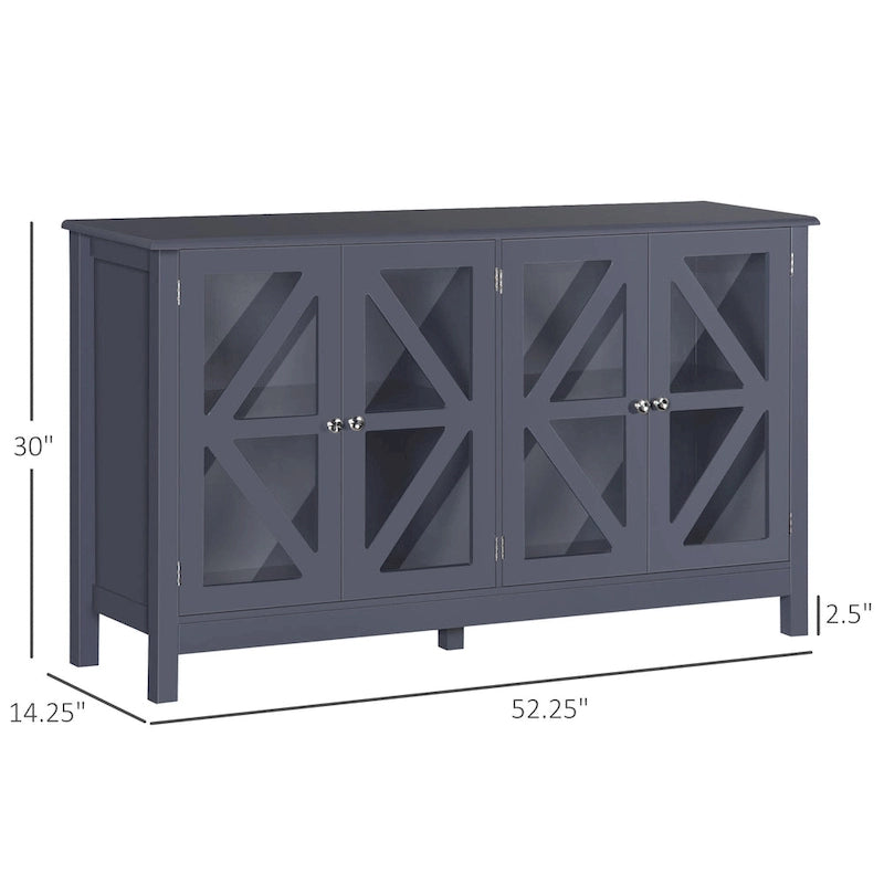 Buffet de cuisine avec étagère de rangement réglable, finition bois