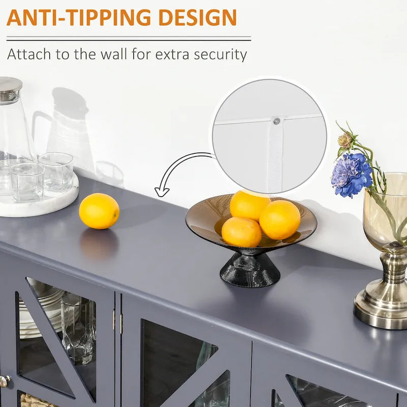 Buffet de cuisine avec étagère de rangement réglable, finition bois