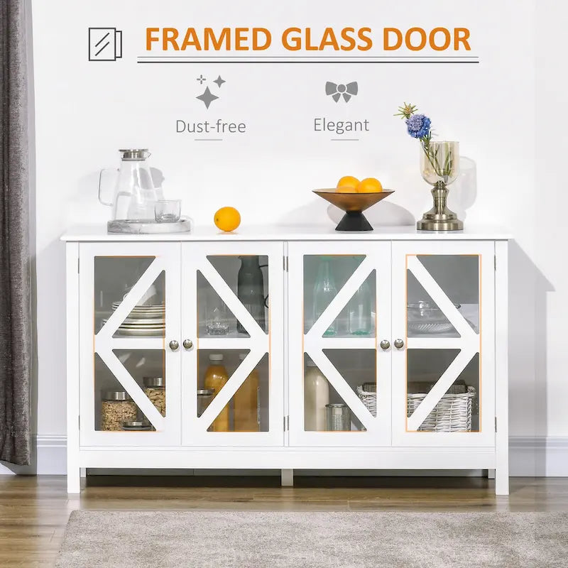 Buffet de cuisine avec étagère de rangement réglable, finition bois