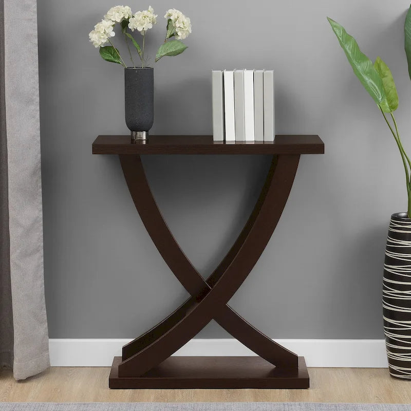 Console Table Criss-Cross, Étagère Ouverte, Meuble d'Entrée et d'Appoint Salon