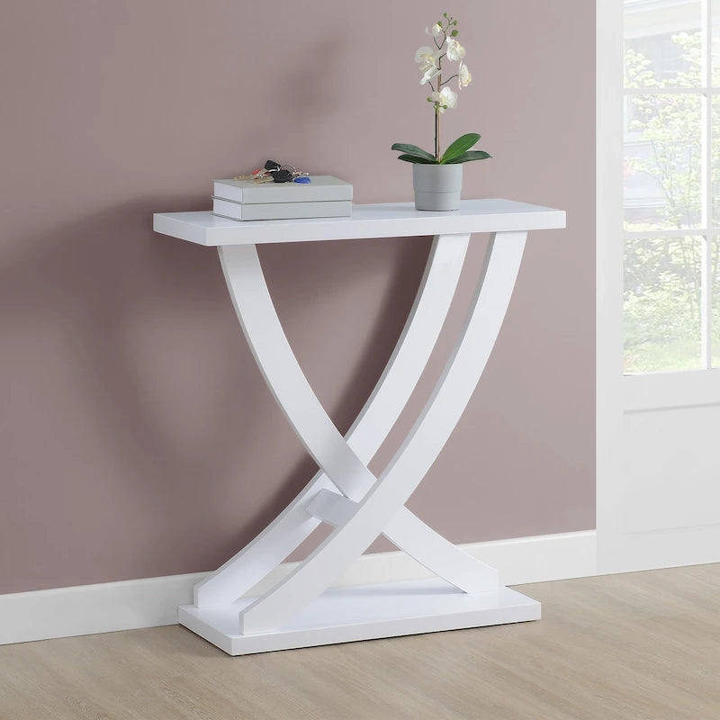 Console Table Criss-Cross, Étagère Ouverte, Meuble d'Entrée et d'Appoint Salon