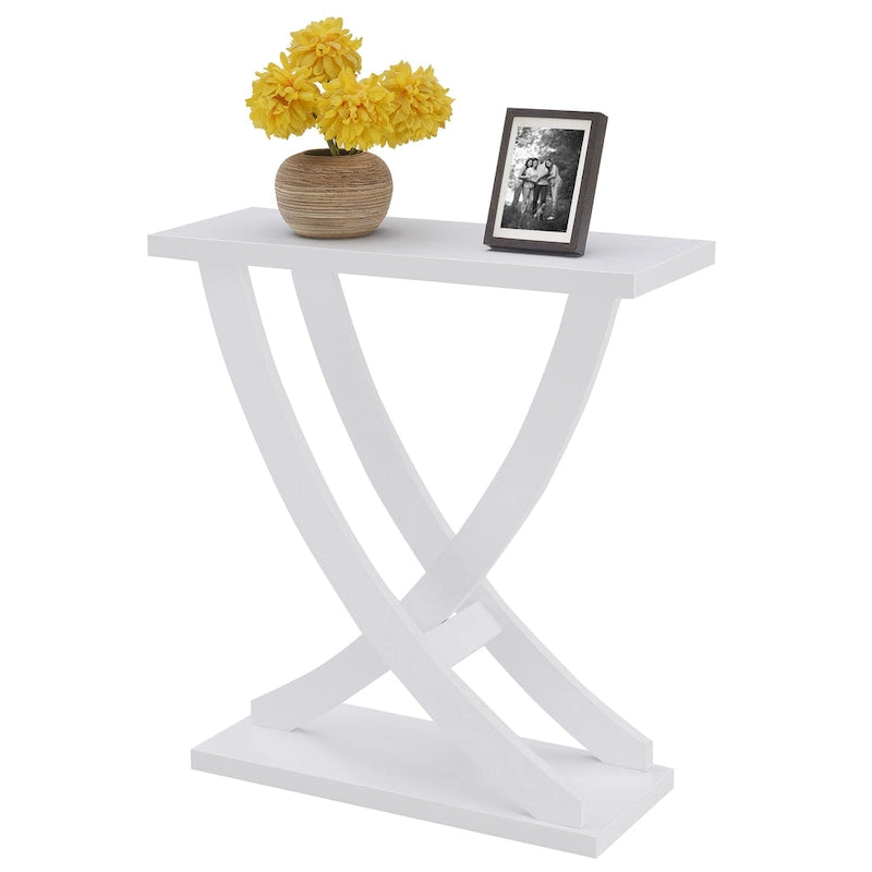 Console Table Criss-Cross, Étagère Ouverte, Meuble d'Entrée et d'Appoint Salon
