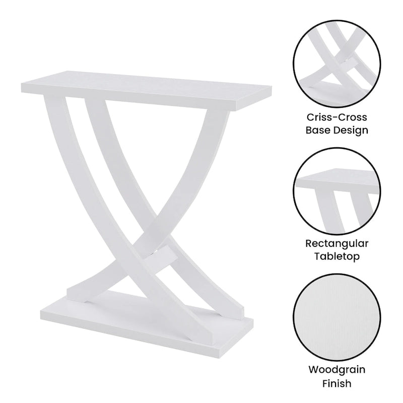 Console Table Criss-Cross, Étagère Ouverte, Meuble d'Entrée et d'Appoint Salon