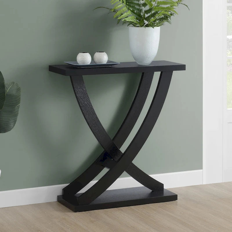 Console Table Criss-Cross, Étagère Ouverte, Meuble d'Entrée et d'Appoint Salon