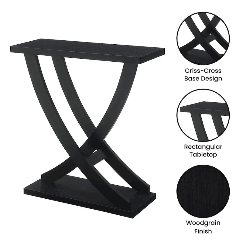 Console Table Criss-Cross, Étagère Ouverte, Meuble d'Entrée et d'Appoint Salon