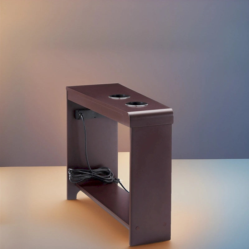 Table basse de rangement et table d'appoint 2 pièces en noyer foncé rustique et acier