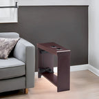 Table basse de rangement et table d'appoint 2 pièces en noyer foncé rustique et acier