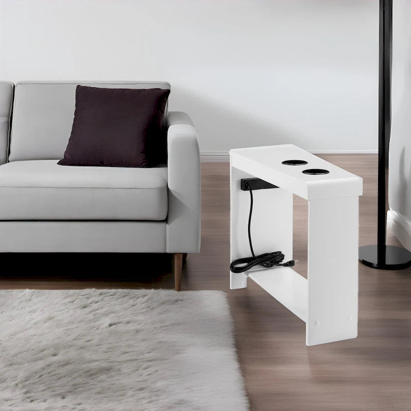 Table basse de rangement et table d'appoint 2 pièces en noyer foncé rustique et acier