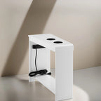 Table basse de rangement et table d'appoint 2 pièces en noyer foncé rustique et acier
