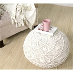 Pouf ottoman naturel en macramé Sevita Mystic