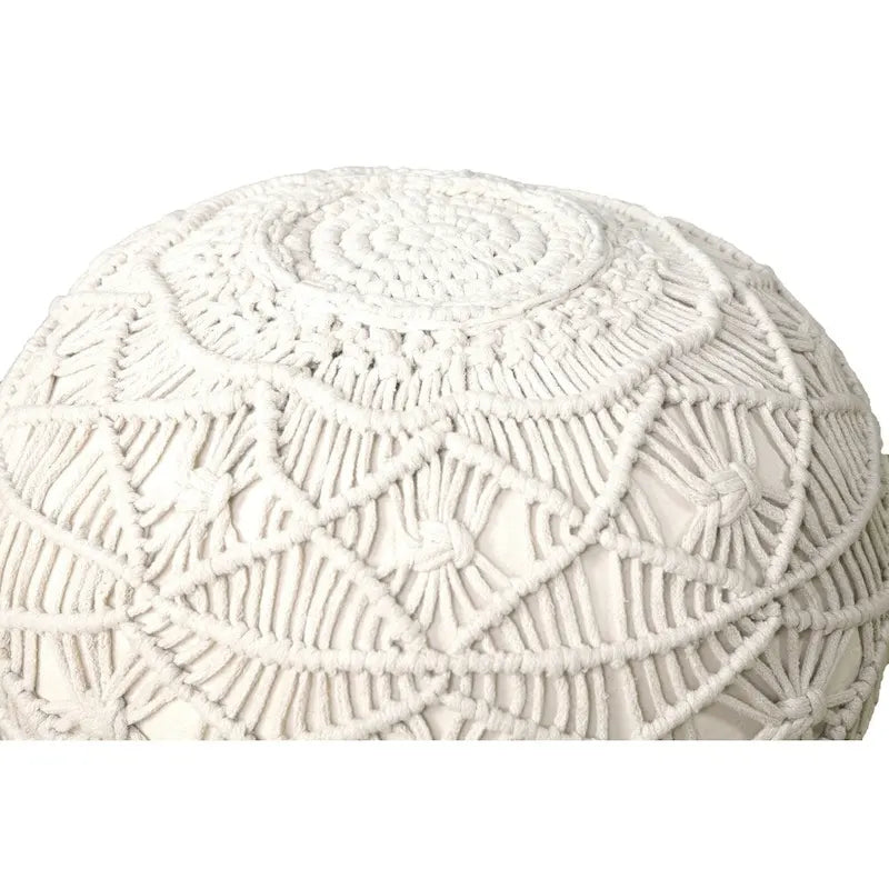 Pouf ottoman naturel en macramé Sevita Mystic