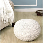 Pouf ottoman naturel en macramé Sevita Mystic