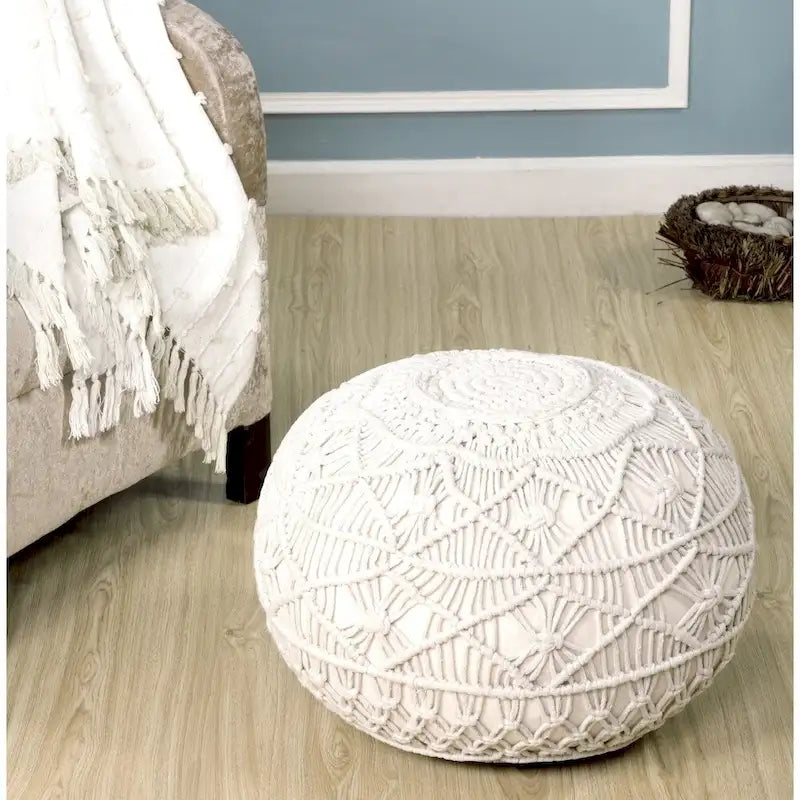 Pouf ottoman naturel en macramé Sevita Mystic