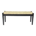 Banc d'intérieur en bois massif et jonc de mer naturel, style bohème, pièce d'appoint pour salon