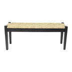 Banc d'intérieur en bois massif et jonc de mer naturel, style bohème, pièce d'appoint pour salon