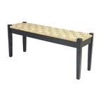Banc d'intérieur en bois massif et jonc de mer naturel, style bohème, pièce d'appoint pour salon