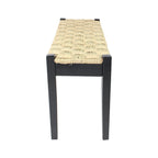 Banc d'intérieur en bois massif et jonc de mer naturel, style bohème, pièce d'appoint pour salon