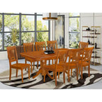 Ensemble de salle à manger rectangulaire 9 pièces avec 8 chaises, marron selle, options d'assise