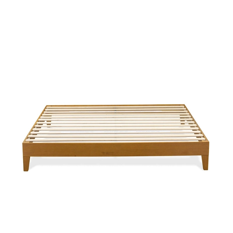 Cadre de lit plateforme King avec 6 pieds en bois massif, support central robuste, options de couleur