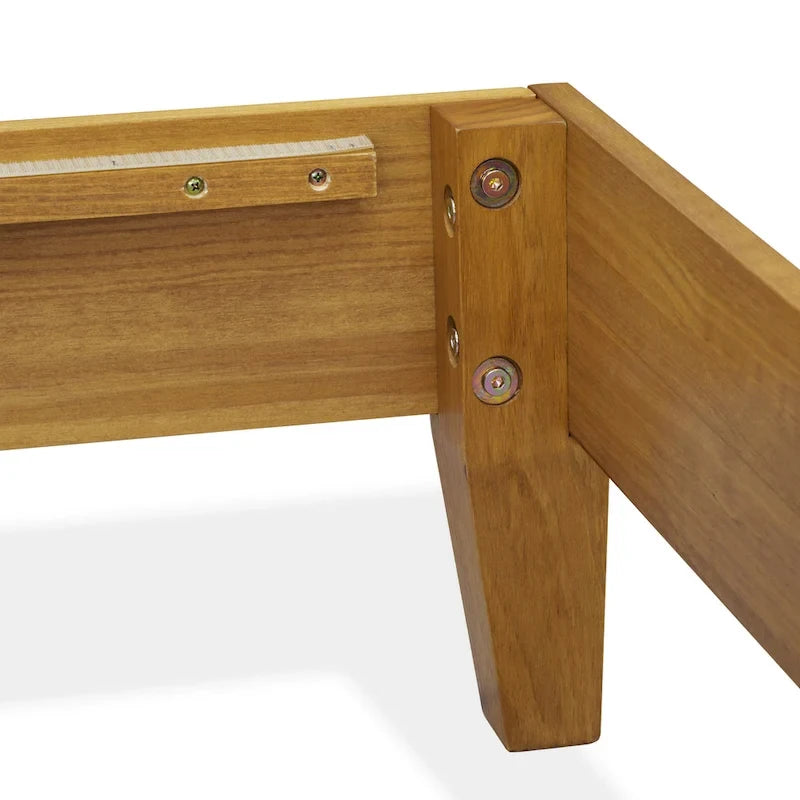 Cadre de lit plateforme King avec 6 pieds en bois massif, support central robuste, options de couleur