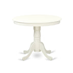East West Furniture Ensemble de table à manger - Une table de cuisine ronde et des chaises Parson en faux cuir blanc, blanc lin (options de pièces)