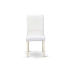 East West Furniture Ensemble de table à manger - Une table de cuisine ronde et des chaises Parson en faux cuir blanc, blanc lin (options de pièces)