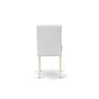East West Furniture Ensemble de table à manger - Une table de cuisine ronde et des chaises Parson en faux cuir blanc, blanc lin (options de pièces)