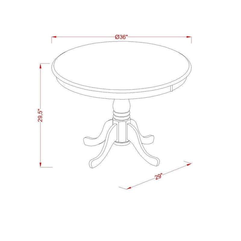 East West Furniture Ensemble de table à manger - Une table de cuisine ronde et des chaises Parson en faux cuir blanc, blanc lin (options de pièces)