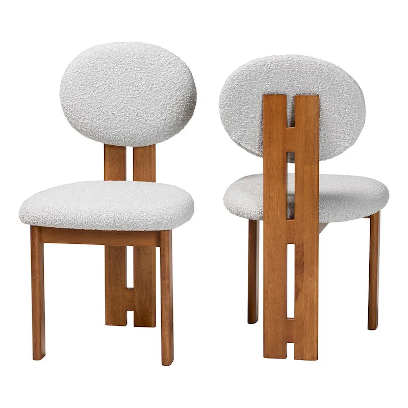 Ensemble de 2 chaises de salle à manger Kacela Modern Japandi en tissu bouclé et bois
