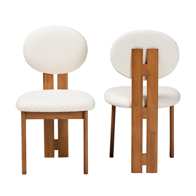 Ensemble de 2 chaises de salle à manger Kacela Modern Japandi en tissu bouclé et bois