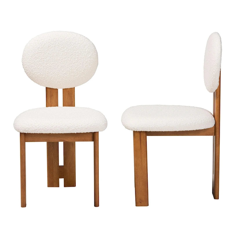 Ensemble de 2 chaises de salle à manger Kacela Modern Japandi en tissu bouclé et bois
