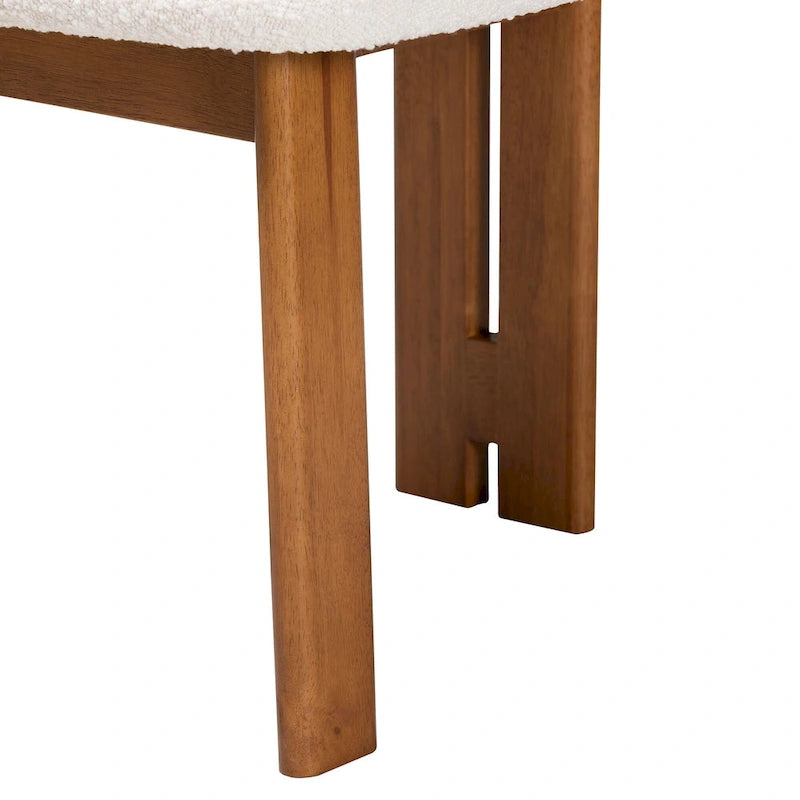 Ensemble de 2 chaises de salle à manger Kacela Modern Japandi en tissu bouclé et bois